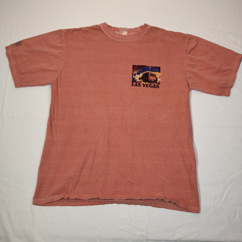 Crazy Shirts Hawaii T-Shirt Mens Large Salmon Las Vegas Strip Hot Rod T-Bucket